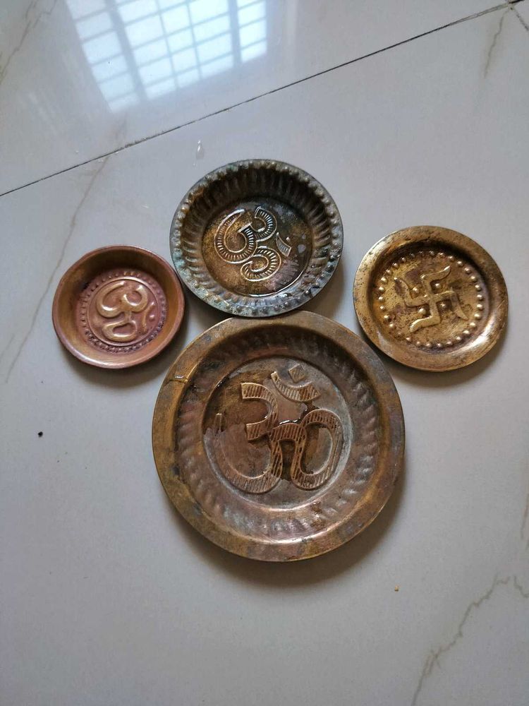 Antique Pooja Plates (Brass &amp; Copper)