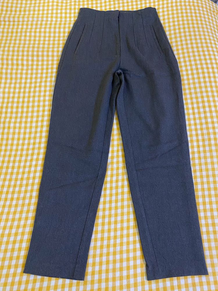Zara Gray High-Waisted Pants Waist 28-29