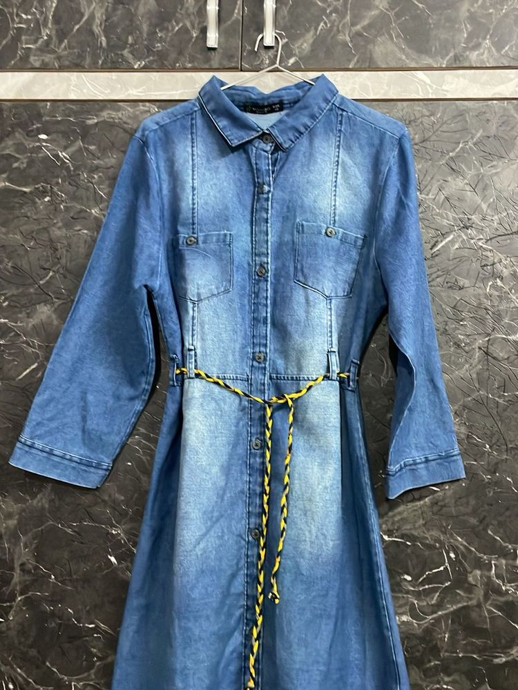 MANGO Denim Shirt Dress