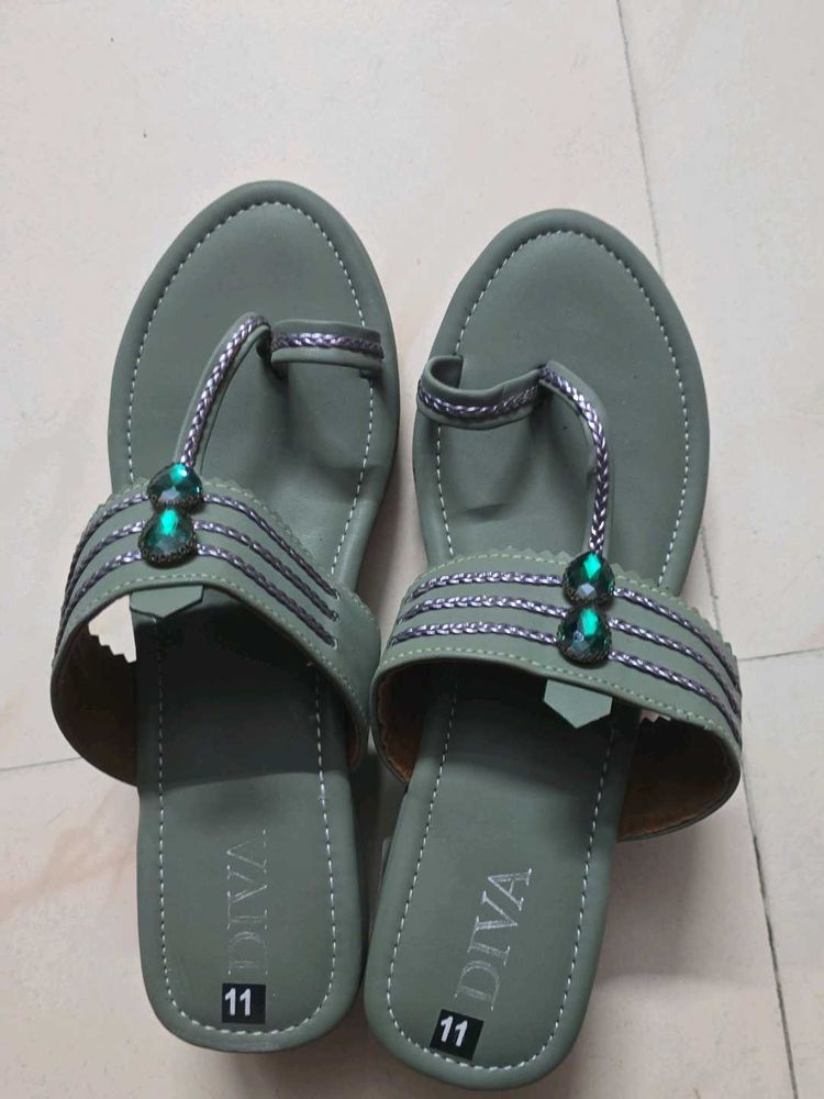 Diva Green Embellished Flats