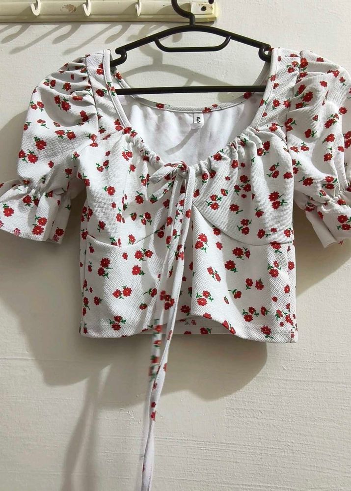 Floral Print Tie-Front Top