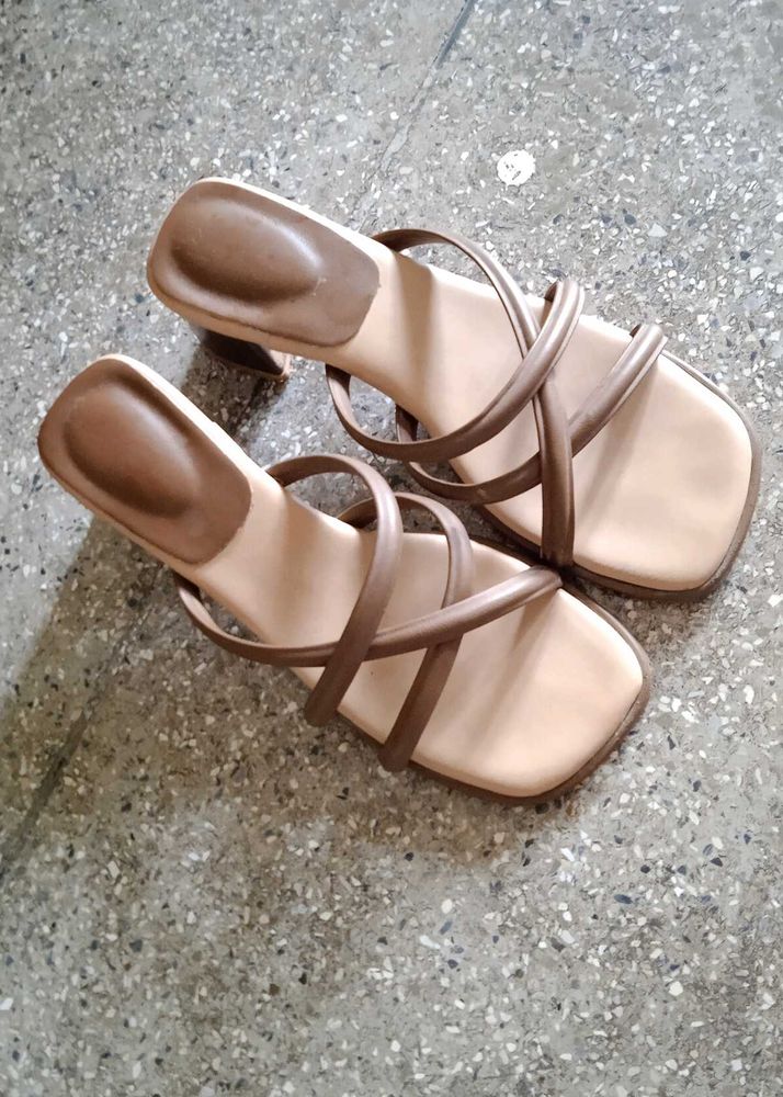 Elegant Brown Heeled Sandals