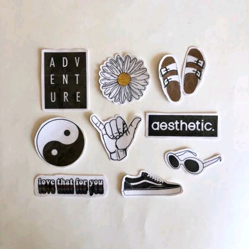 AESTHETIC BLACK AND WHITE STICKERS