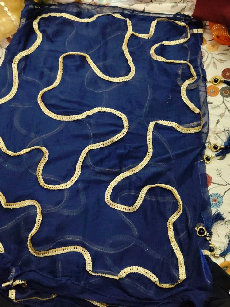 Elegant Navy Blue Dupatta