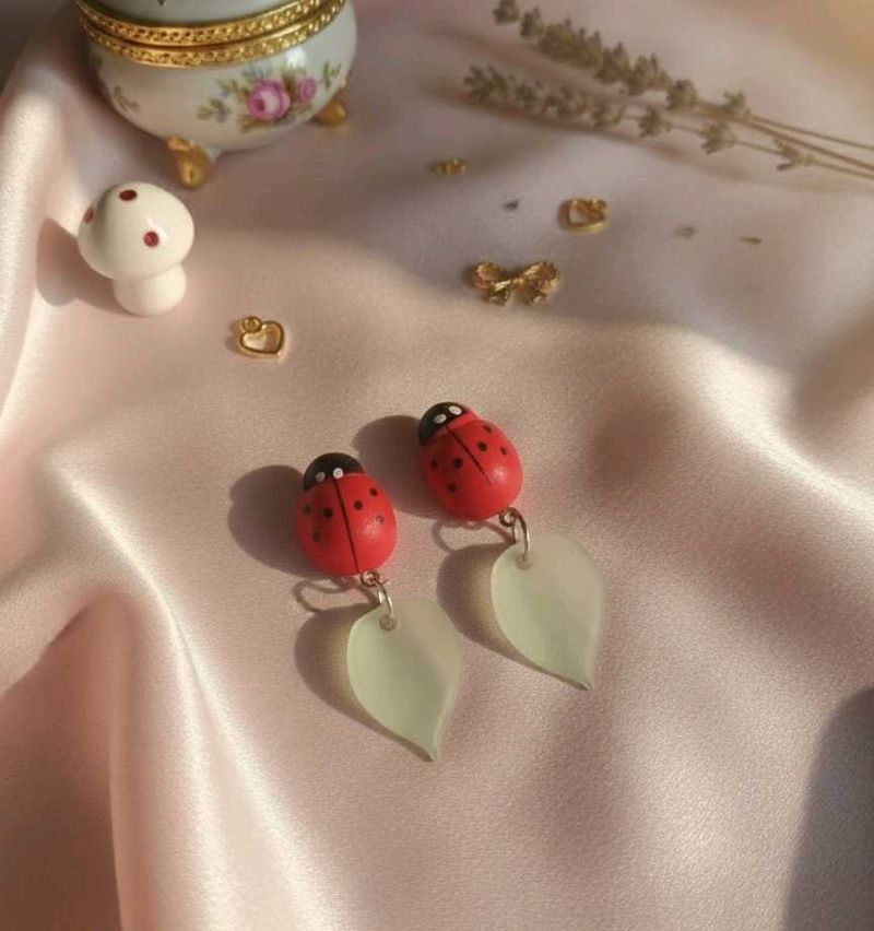 Ladybug Leaf Earrings