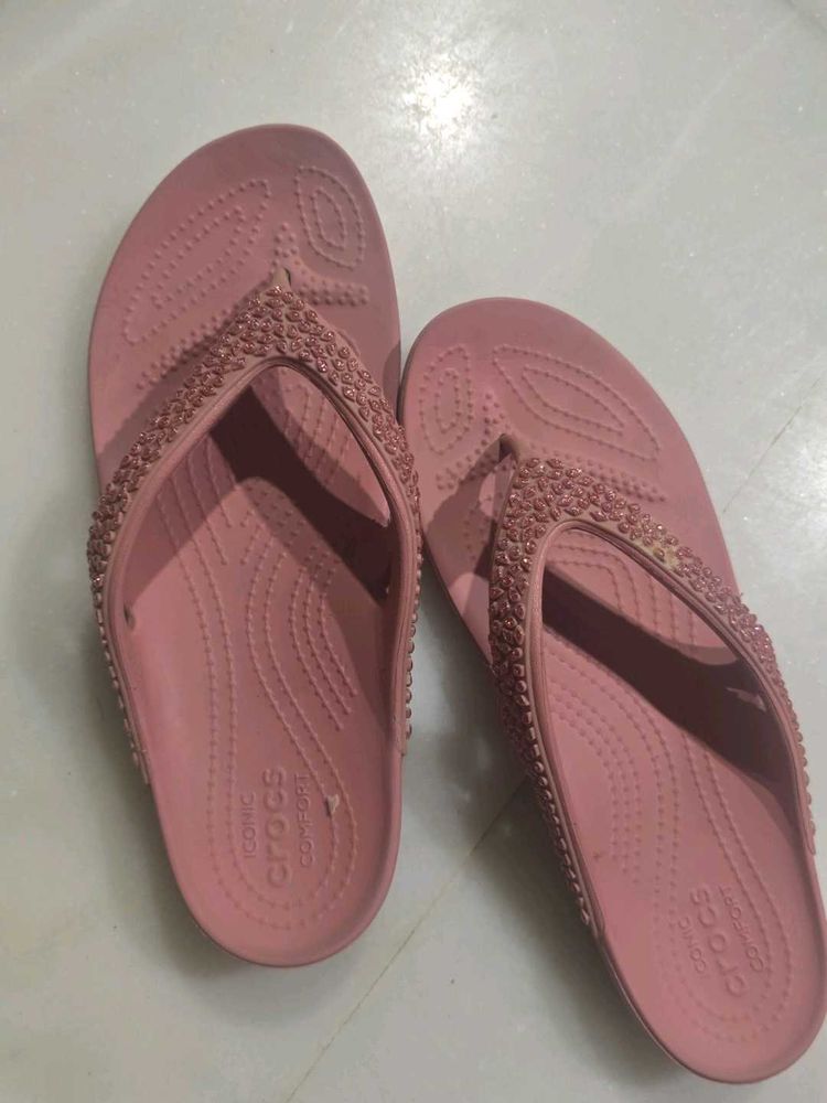 Pink Crocs Flip Flops
