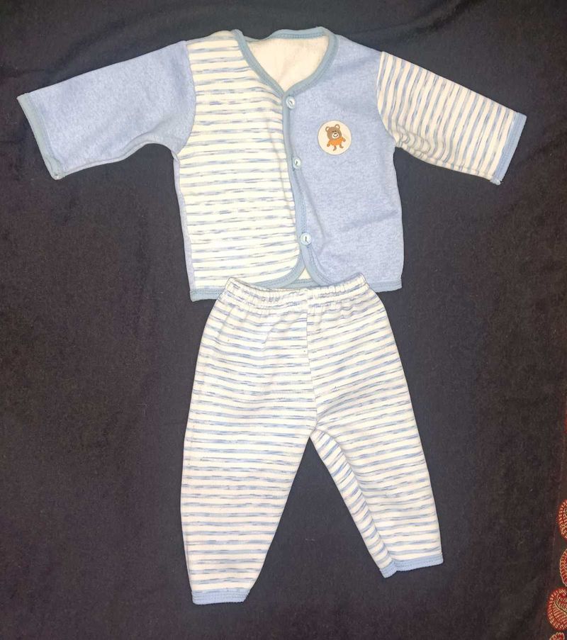 Baby Blue Striped Outfit Set