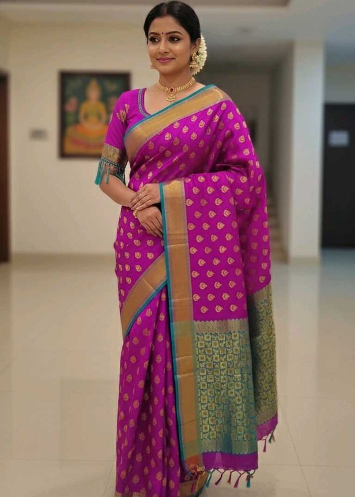 Elegant Purple &amp; Blue Saree
