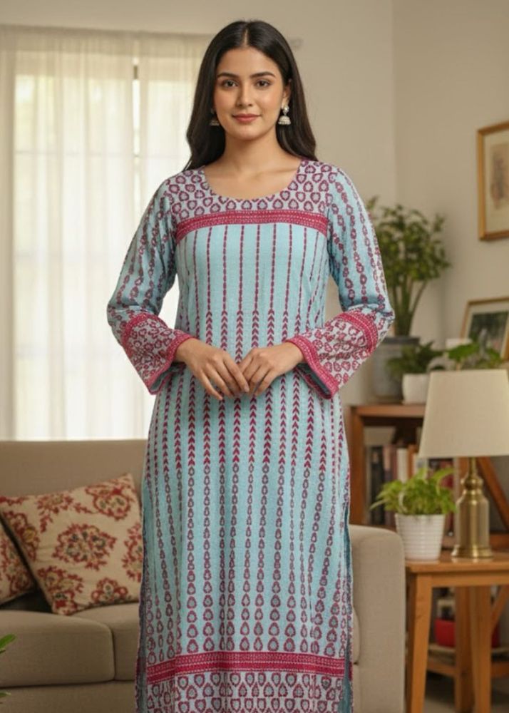 Blue &amp; Pink Printed Kurti