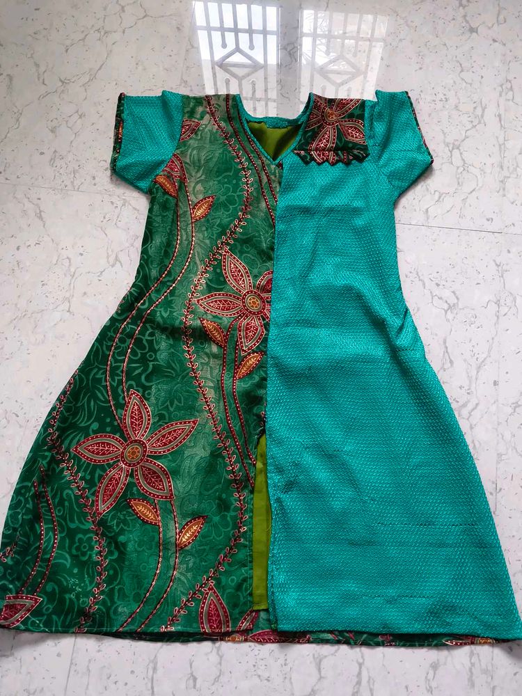 Green Floral Patchwork Dress