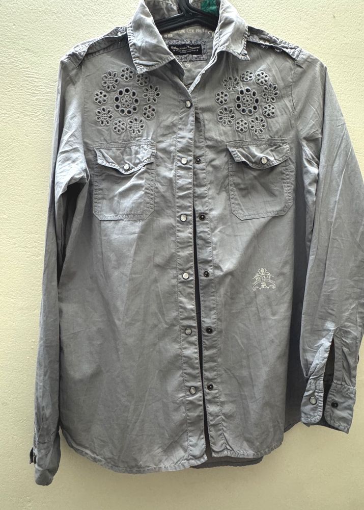 Stylish Grey Floral Shirt