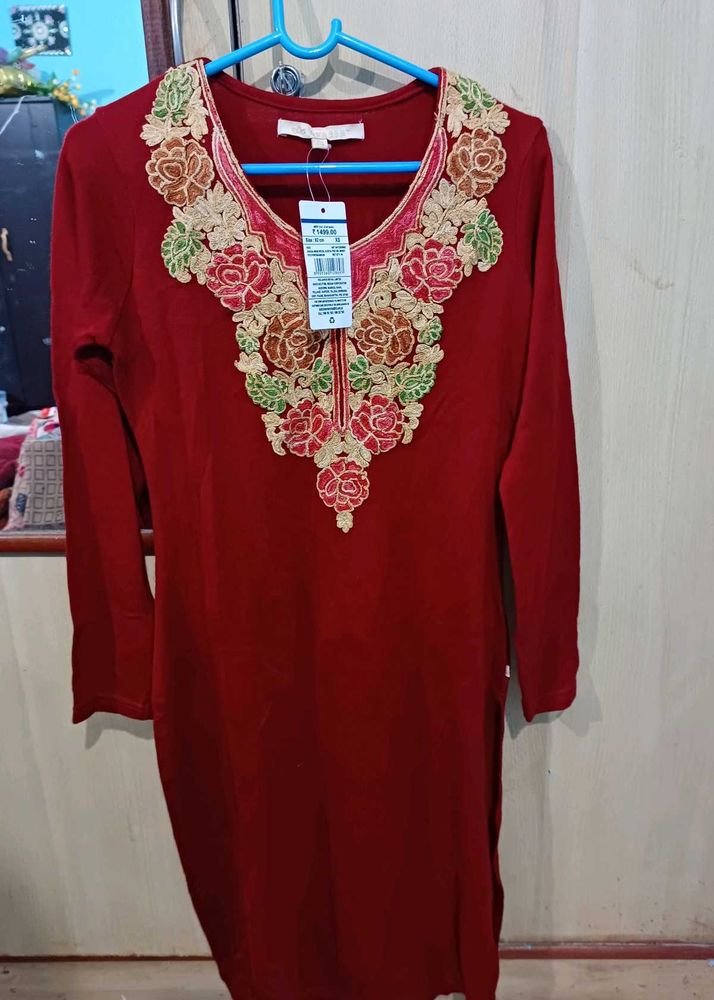New Woollen Kurta With Embroidery Work