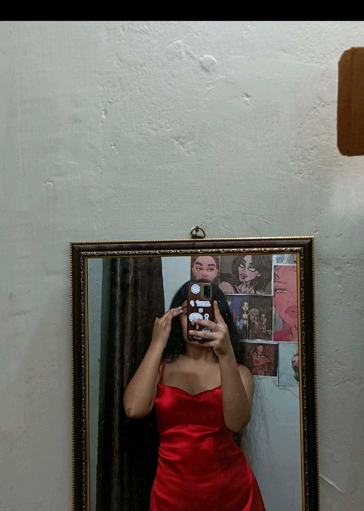 Red Satin Mini Dress