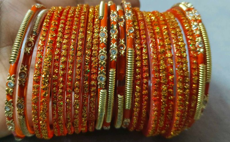 Orange &amp; Gold Bangle Set