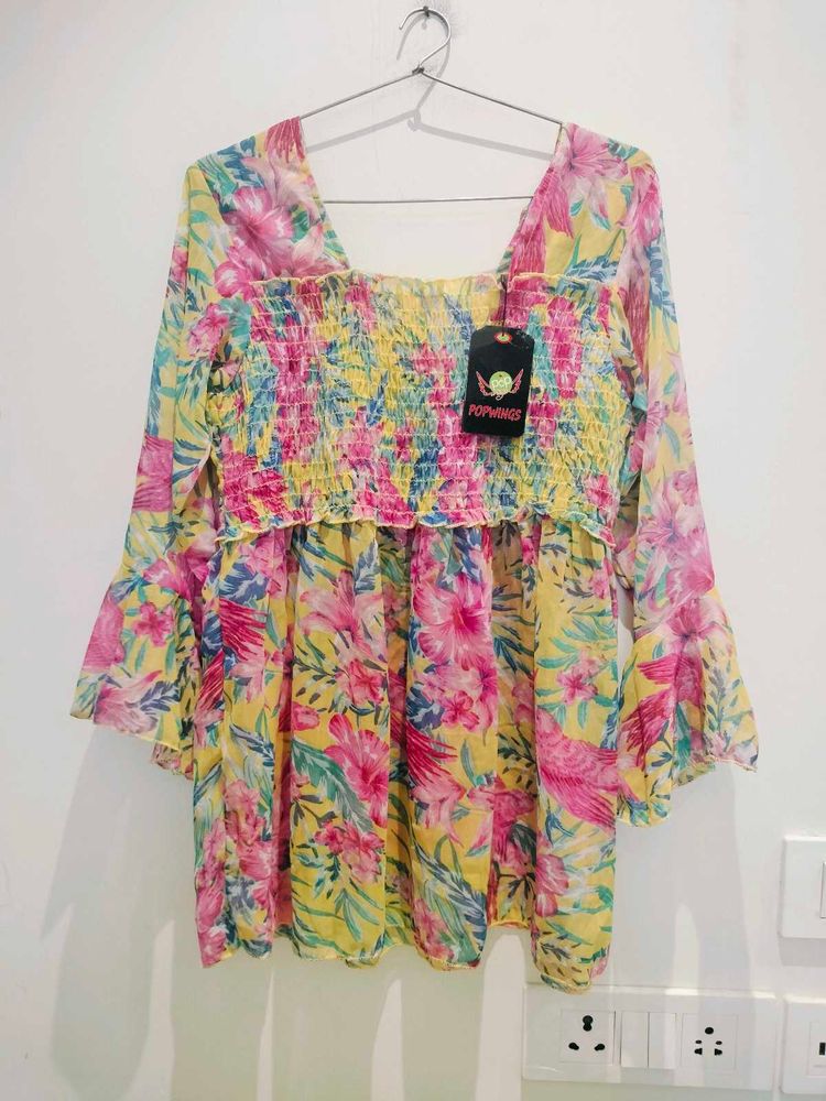 Floral Print Top With Tag