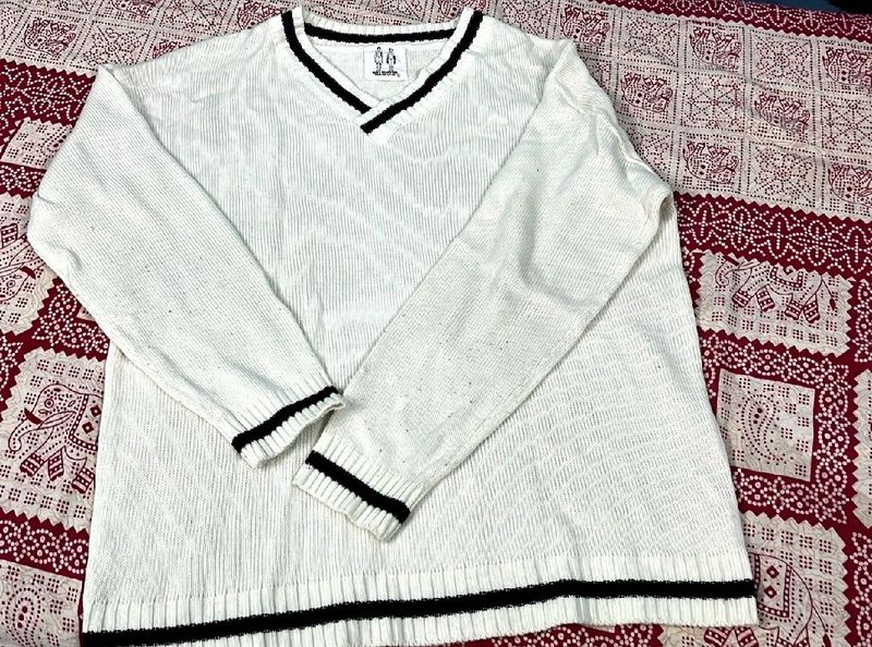 White V-Neck Sweater