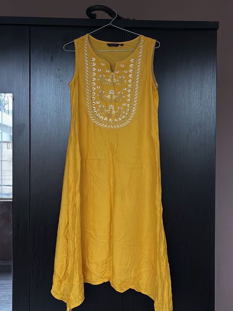 Yellow Embroidered Kurta