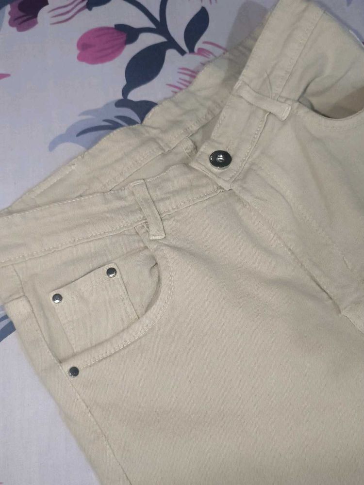 Beige Casual Pants