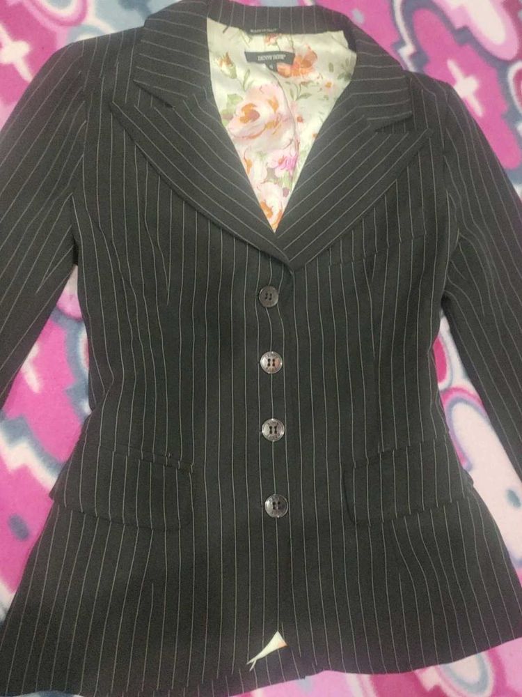 Striped Blazer with Floral Lining