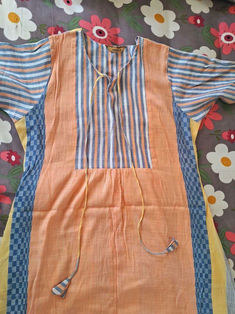 Orange Daily Wear Kurti With Pocket