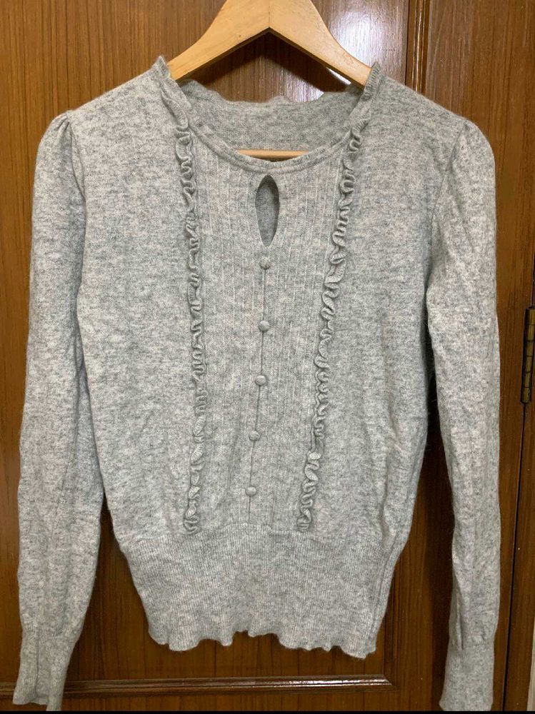 Korean Ruffled Knit Cardigan