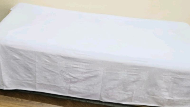 Cotton Satin White Self Design Bedsheet