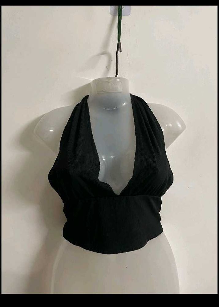 Black Halter Crop Top