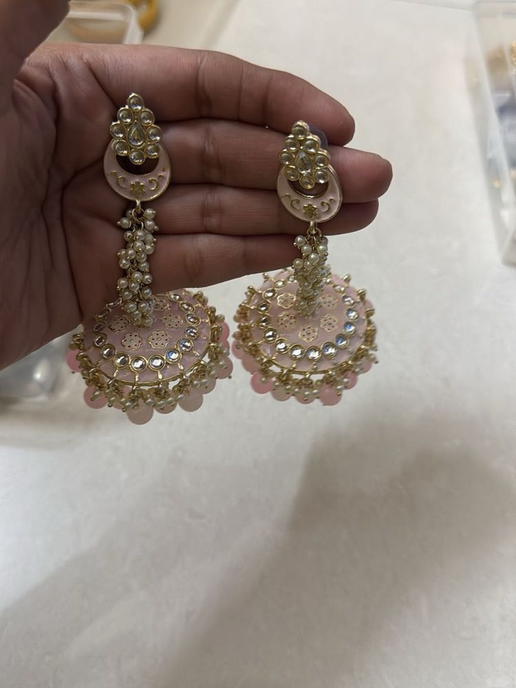 Pink Jhumka Earrings