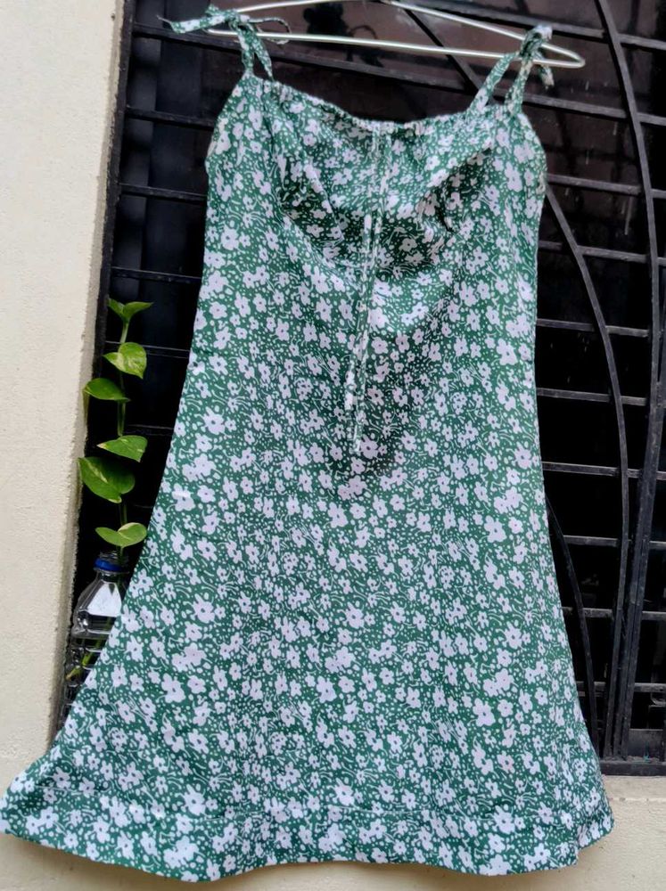 Green Floral Mini Dress
