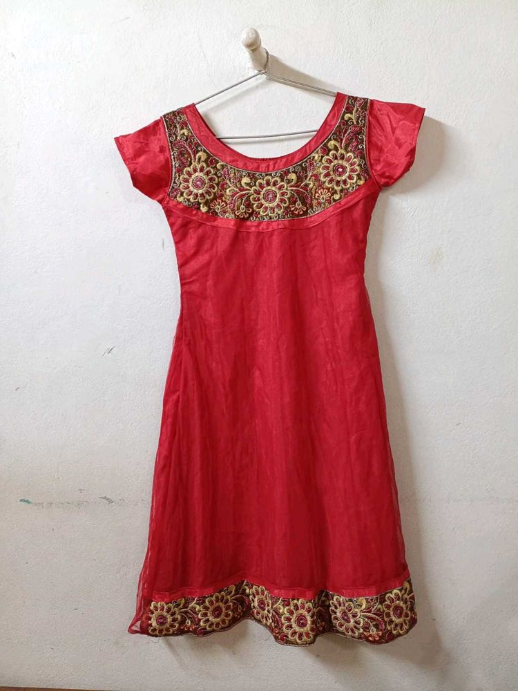 Red Embroidered Ethnic Dress