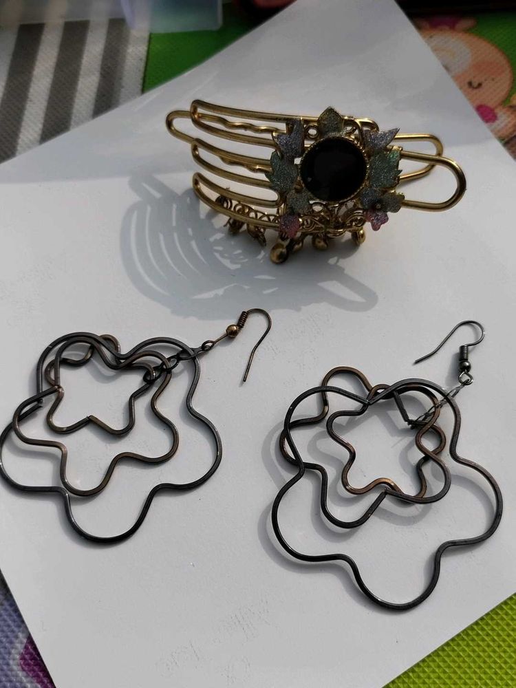 Earrings and Hair Clip Set