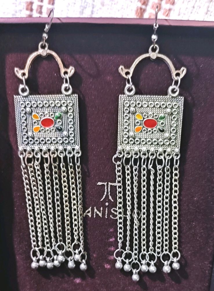 Silver Oxidised Plating Moksha Boho Style  Earrings for Women and Girls