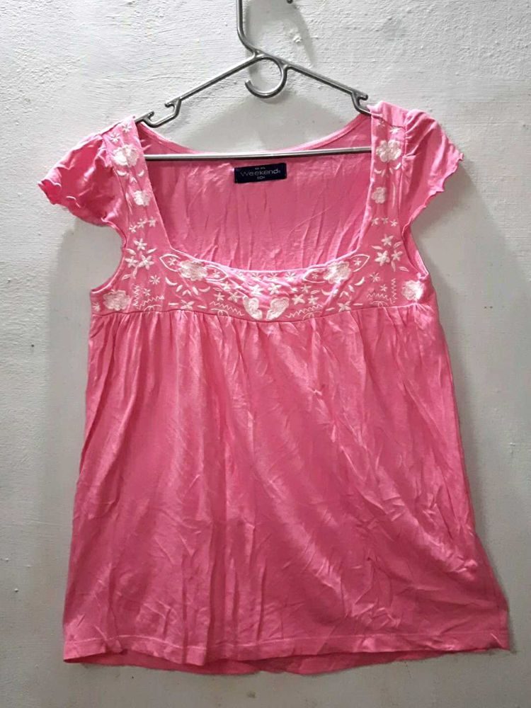 Pink Embroidered Top
