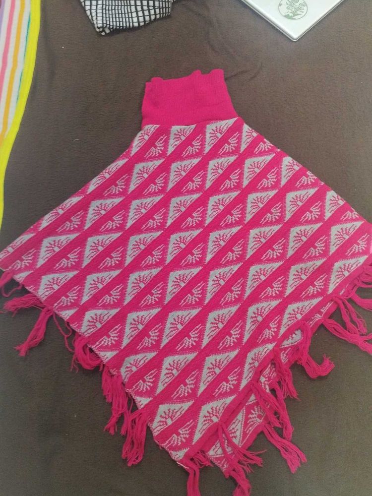 Pink Patterned Poncho
