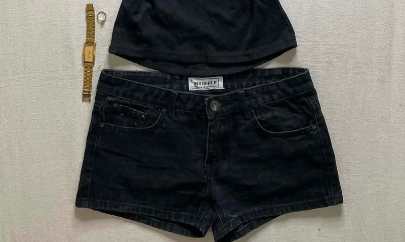 Black Denim Shorts