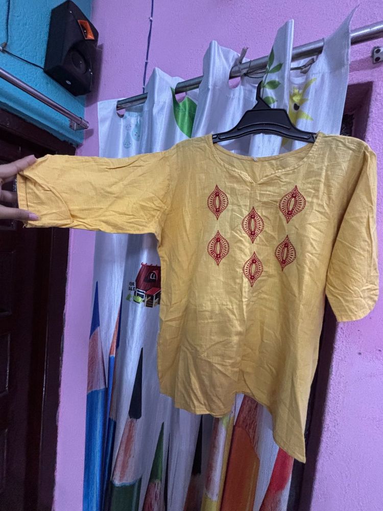 Yellow Embroidered Tunic