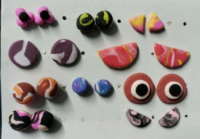 Funky Clay Stud Earrings