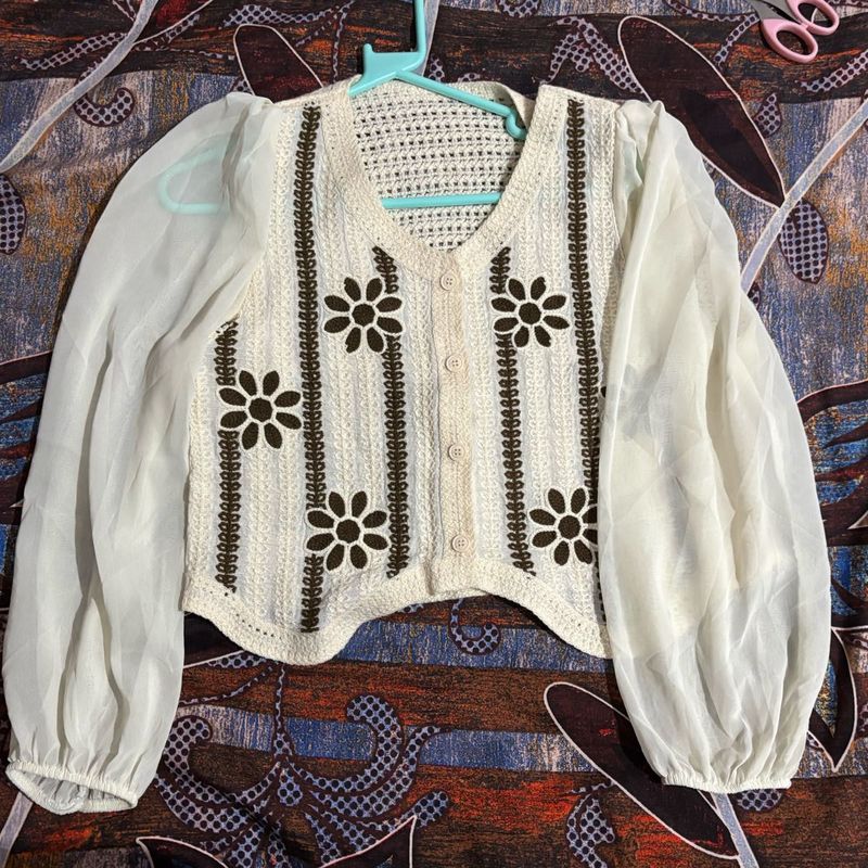 Floral Embroidered Cardigan