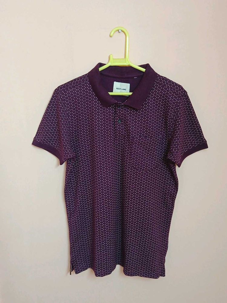 Red Flame Maroon Printed T-Shirt