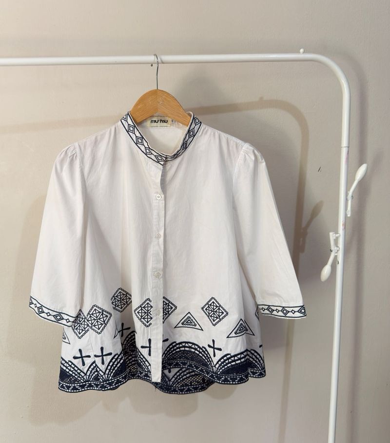 White And Blue Korean Shirt