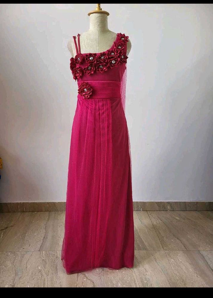 Elegant Pink Floral Evening Gown