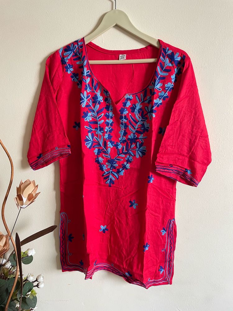Embroidered work Red Kurta