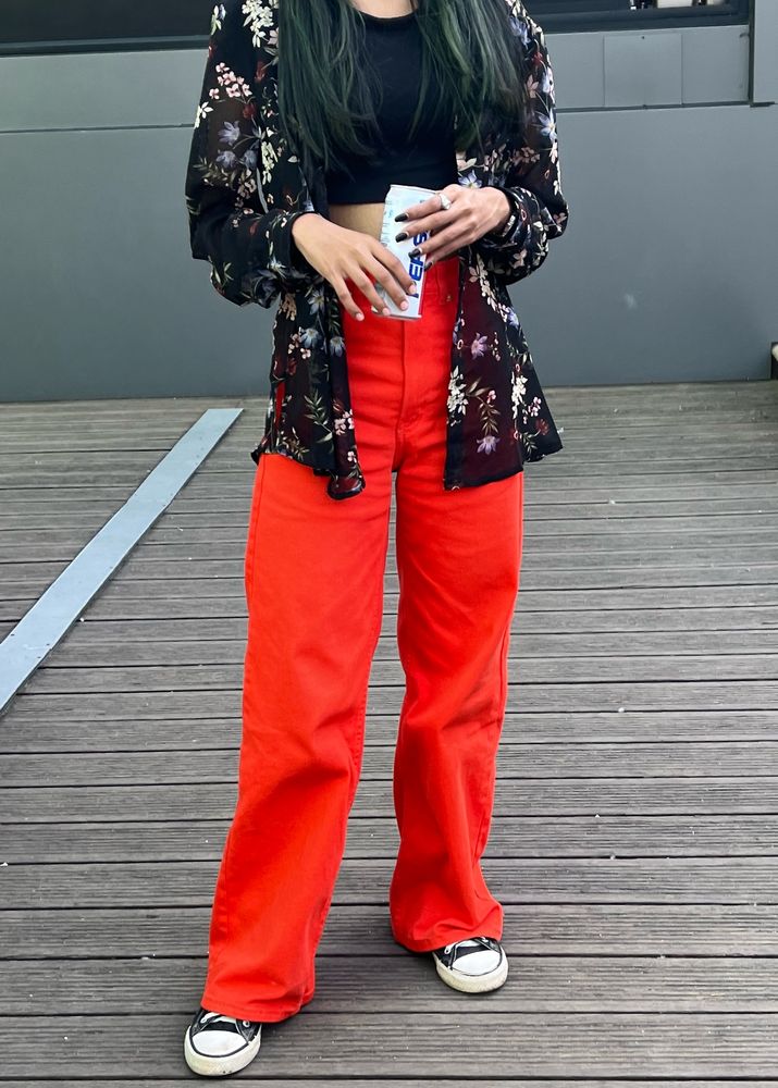 Wide twill trouser