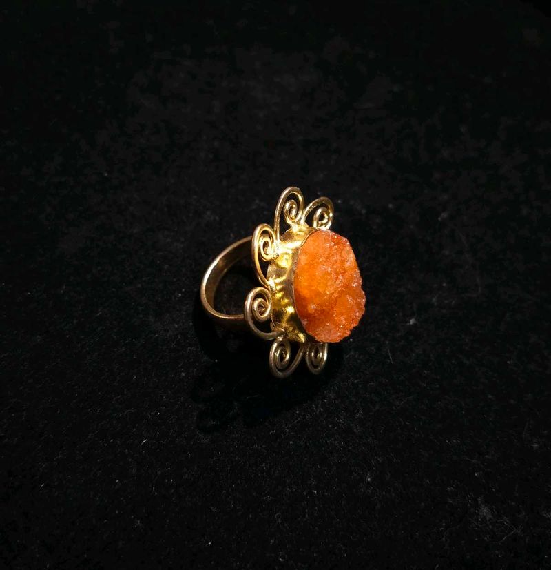 Beautiful Elegent Orange Crystal Stone Ring