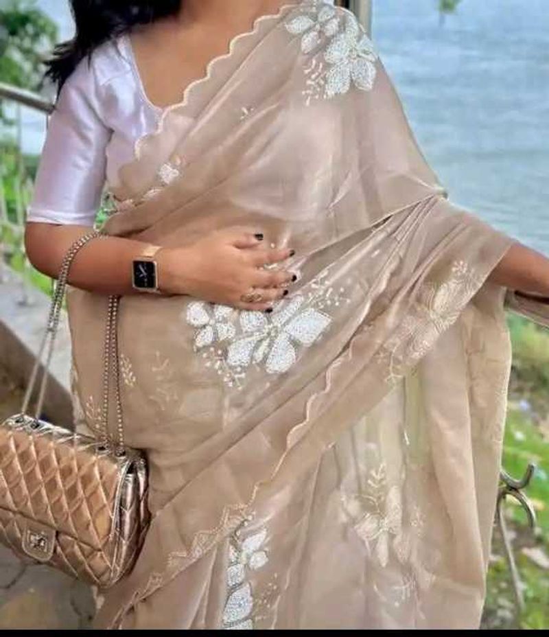 Embellished floral organza saree