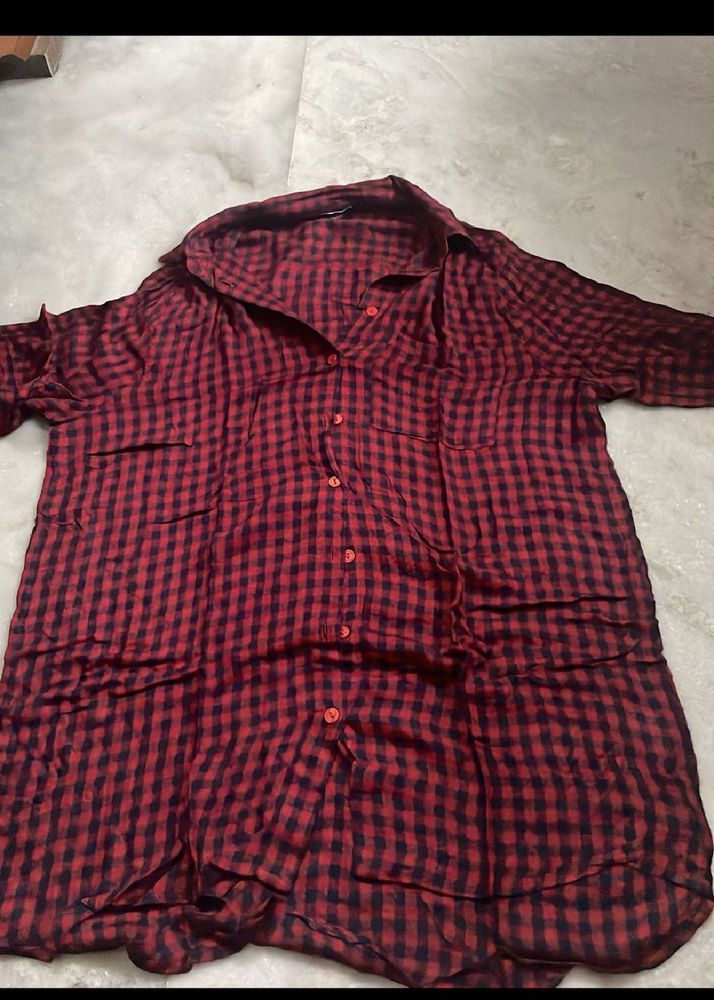 Red &amp; Black Plaid Flannel Shirt