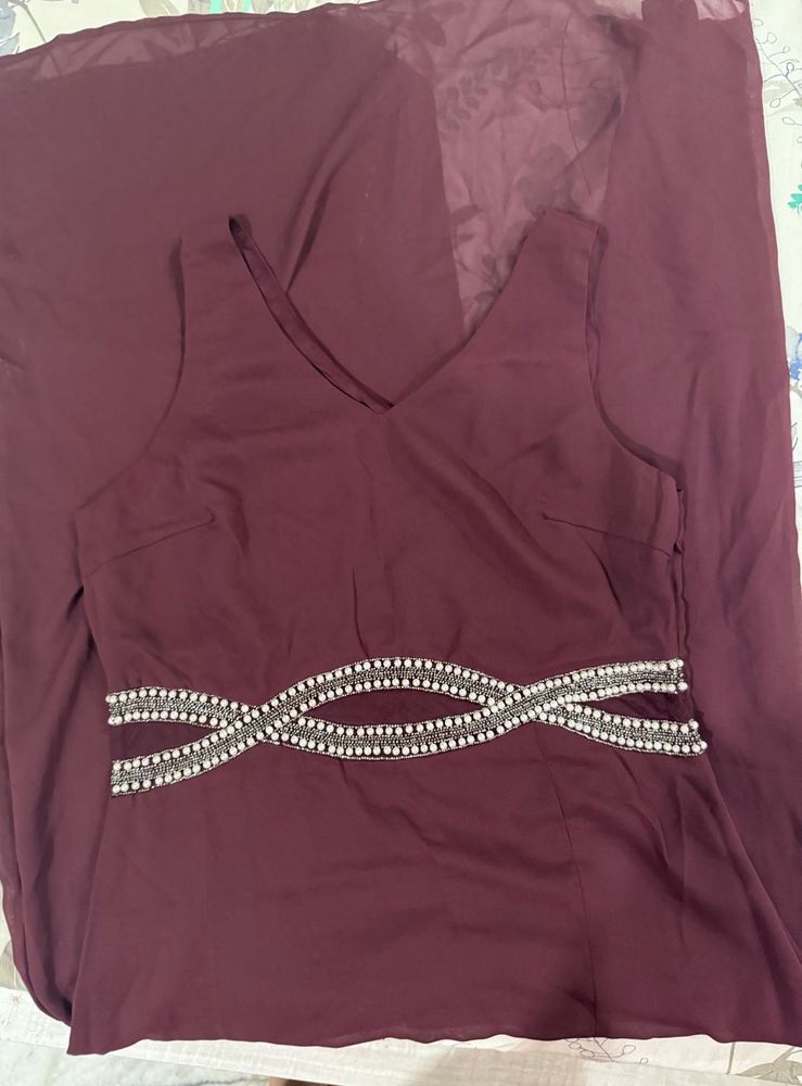 Kazo Embellished V-neck Gown Dress (XL)