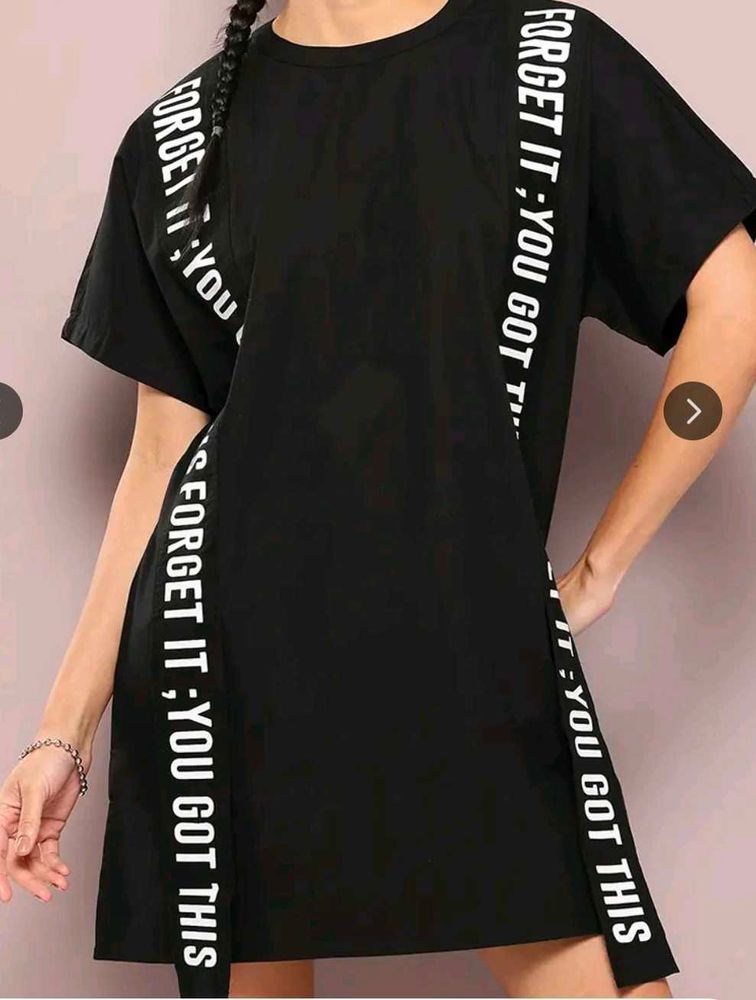 Black Graphic Print T-Shirt Dress