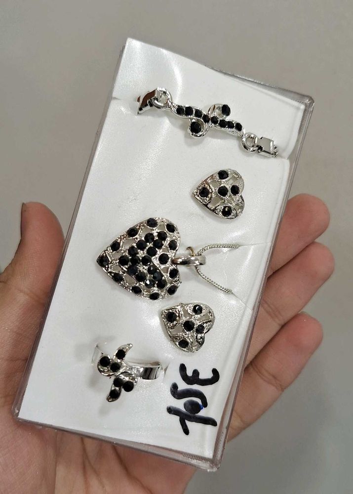 New ChainPendent + Earrings + Bracelet +Ring Combo