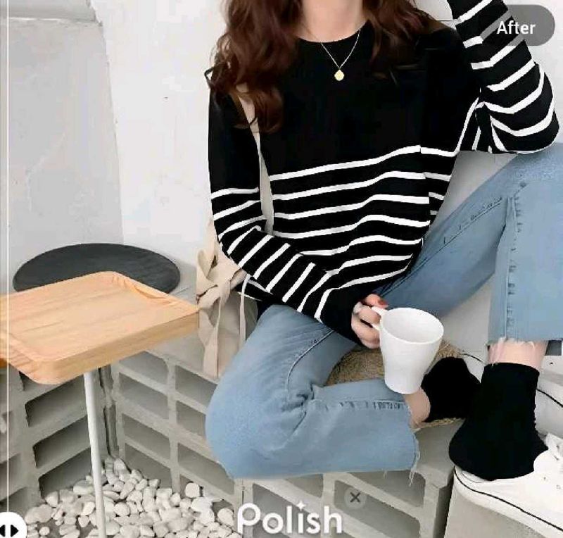 New with tag asthetic Striped Knit Sweater